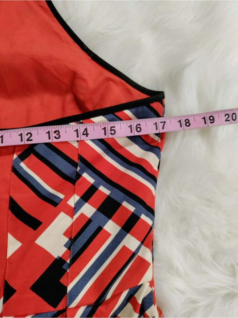 Calvin Klein Womens Fit & Flare with Pockets 8 Red Multi-Color Size M Geometric - Picture 9 of 11